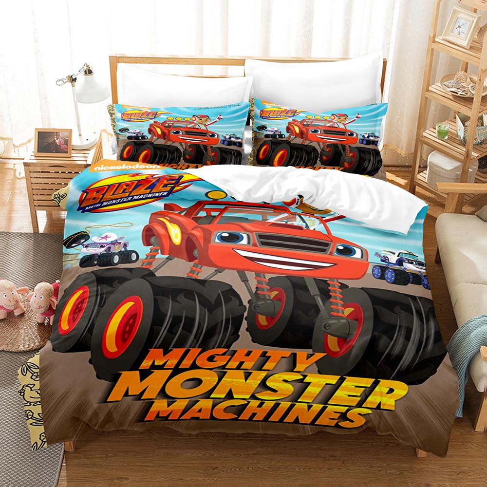 3D tisk Blaze N Monster Machines Ložní souprava Kreslený povlak na přikrývku Double Twin Full Queen King Povlečení pro dospělé Kid Povlak na přikrývku