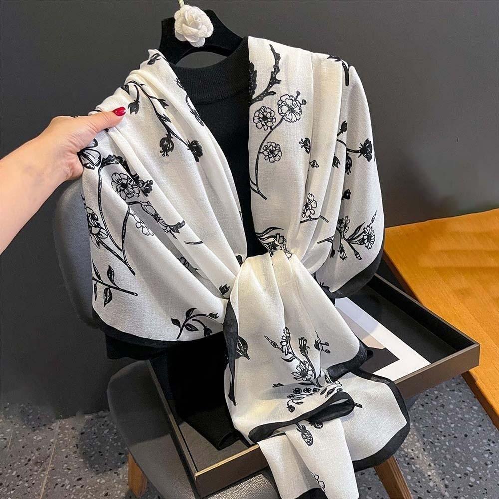 Breathable Women Floral Scarf Long Sunscreen Headscarf Thin Large Shawl  Clothing Accessories
