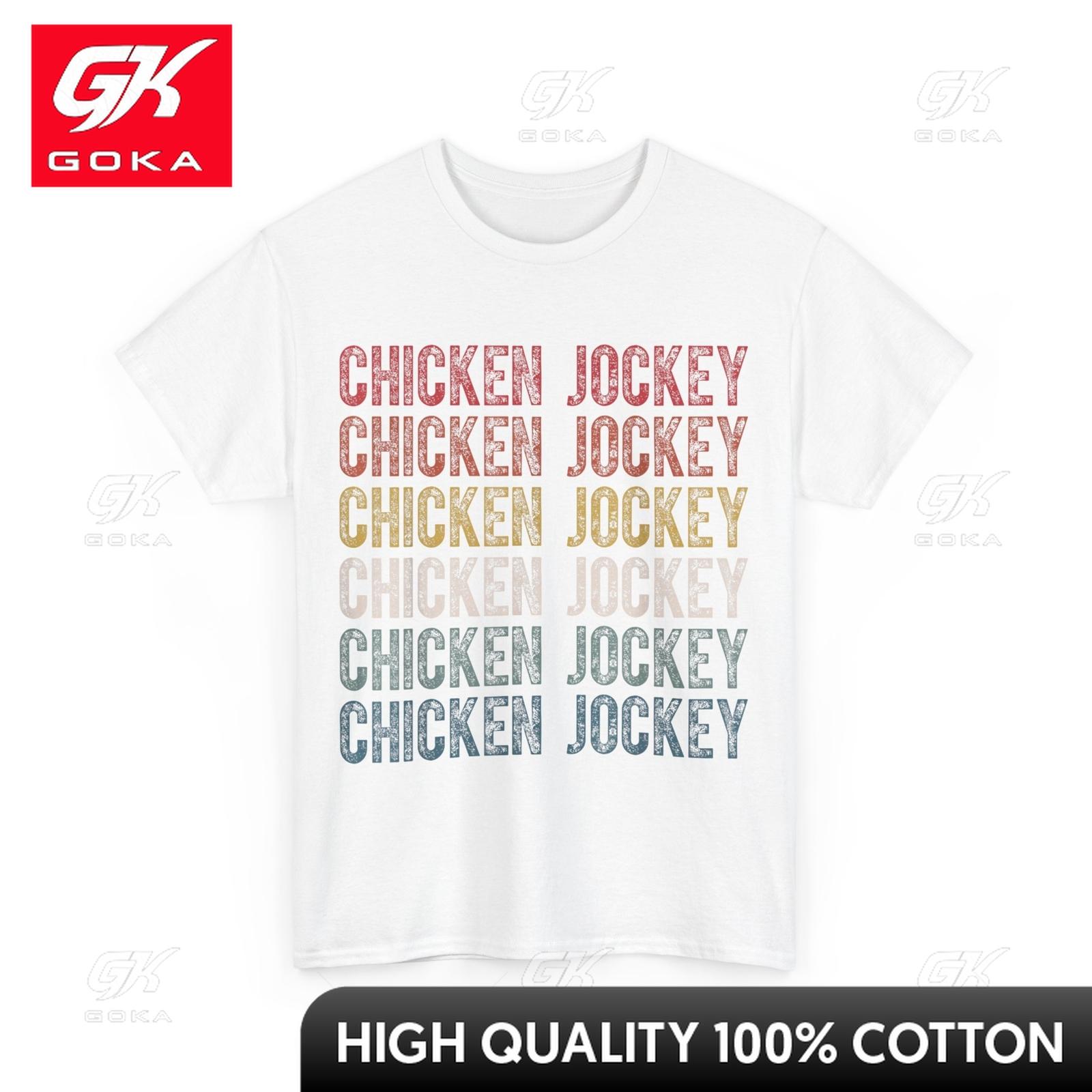 Funny Chicken Jockey Stacked Repeat Font Fun Charming Crewneck Short Sleeve Cotton Fabric Printed T Shirt Casual Outfit S