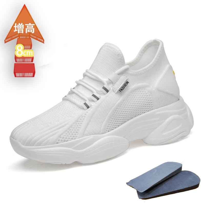 Внутреннее увеличение высоты 8 см невидимая спортивная одинарная обувь повседневные кроссовки для папы мужские полые кроссовки из плетеной сетки с летящим верхом мужская обувь 38 5167₽