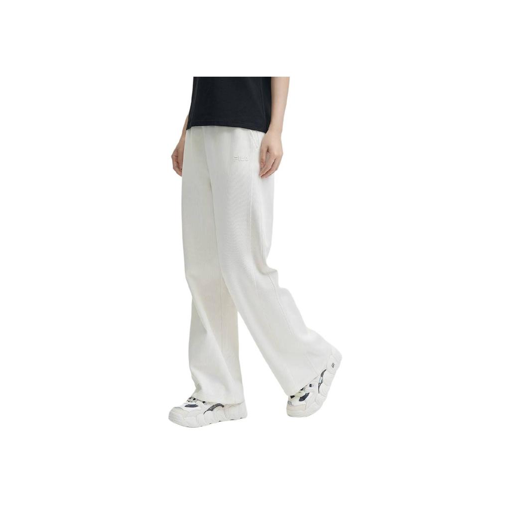 Fila Heritage Series Fashion Knit Versatile Straight Loose Casual Pants Women Bottoms Off-White F11W448609F-BG