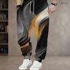 Men S Plus Size Drawstring Printed Jogger Pants Black Pink Gradient Side Pockets Cuffed Ankle