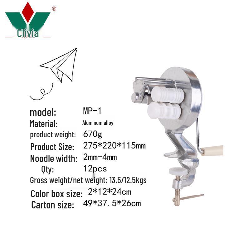 Compact Hand-Crank Noodle Press for Butterfly Pasta & Spaghetti Sheets