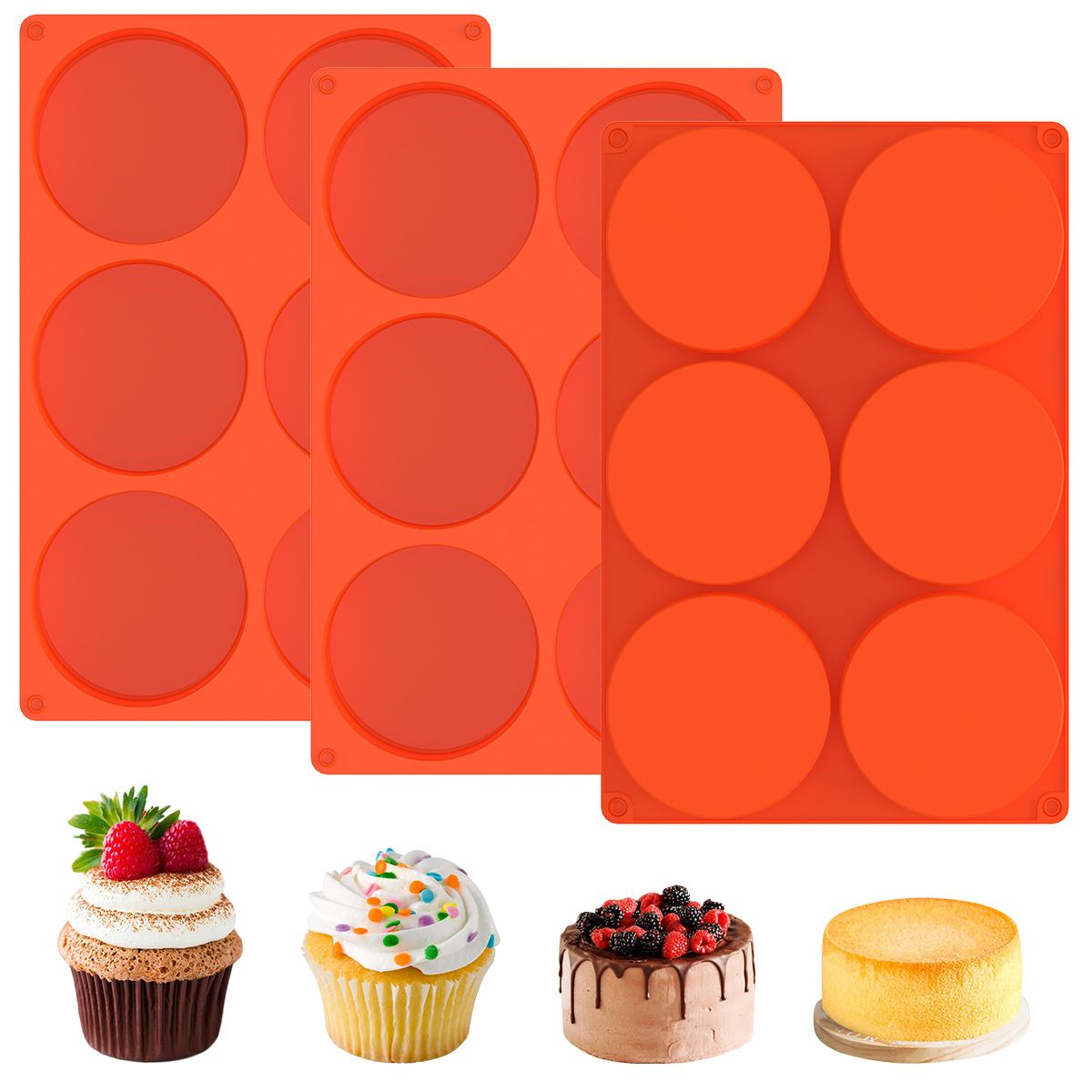 

3 Pcs Silicone Mold 6 Cavity Silicone Baking Mold Nonstick Silicone Muffin Top Pan Round Silicone Bakeware Mold Large Cookie