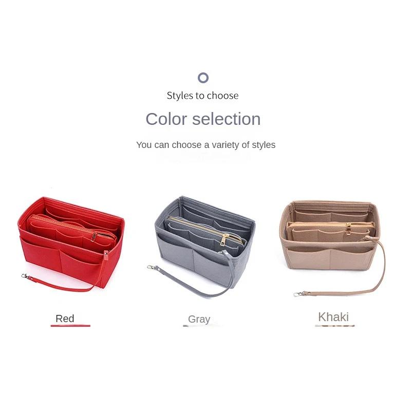 Multifunctional Large Capacity Makeup Storage Bag Felt Cloth Liner Travel Insert Portable Bag In Bag Cosmetic Organizer
