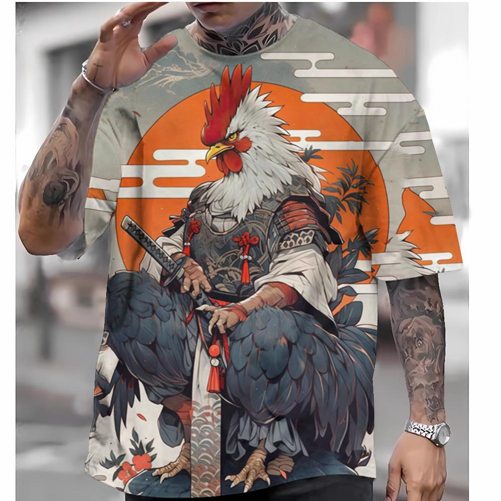 Men's Japanese T-shirt Oni Samurai Pattern T-shirt Printing