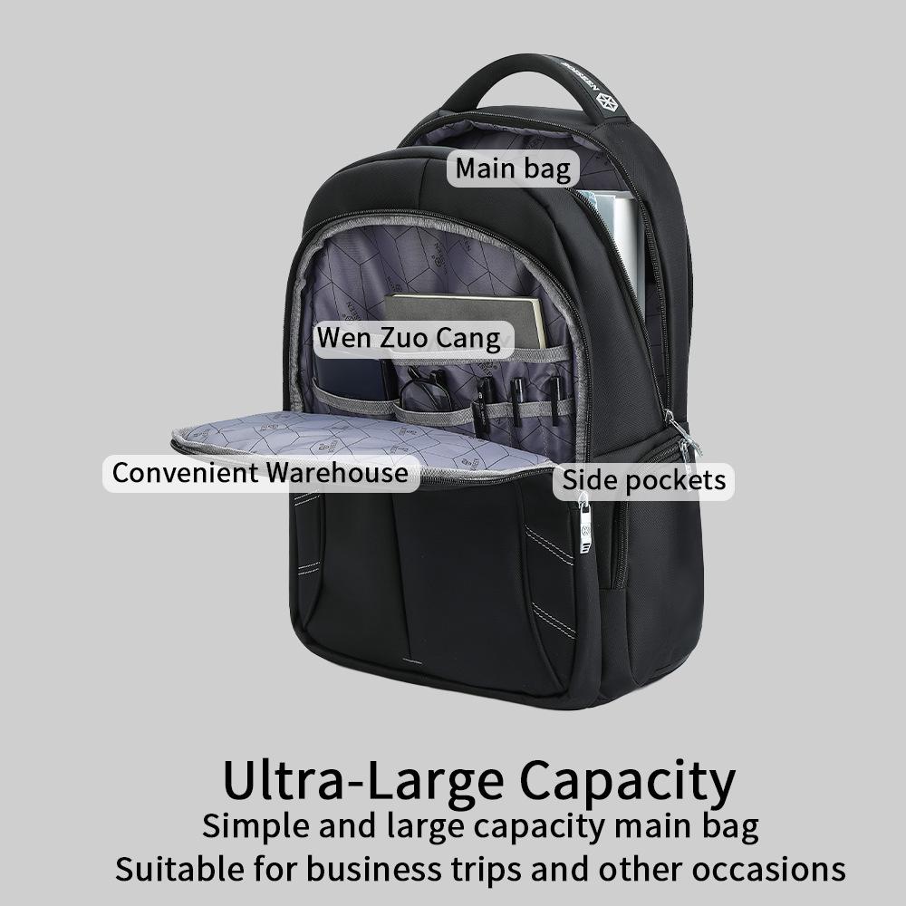 Men's Simple Fashion Double Shoulder Business Bag Multifunctional Waterproof Laptop Backpack Outdoor Black Travel Bag