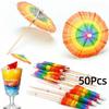 50Pcs Multicolored Cocktail Umbrellas Colorful Paper Cocktail Drink Umbrellas Party Decorations