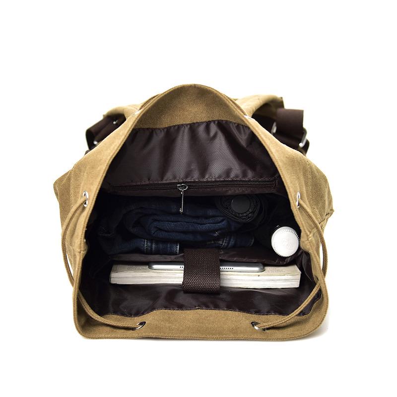 Unisex Canvas Sports Backpack: Round Barrel, Travel & School Laptop Bag for Men