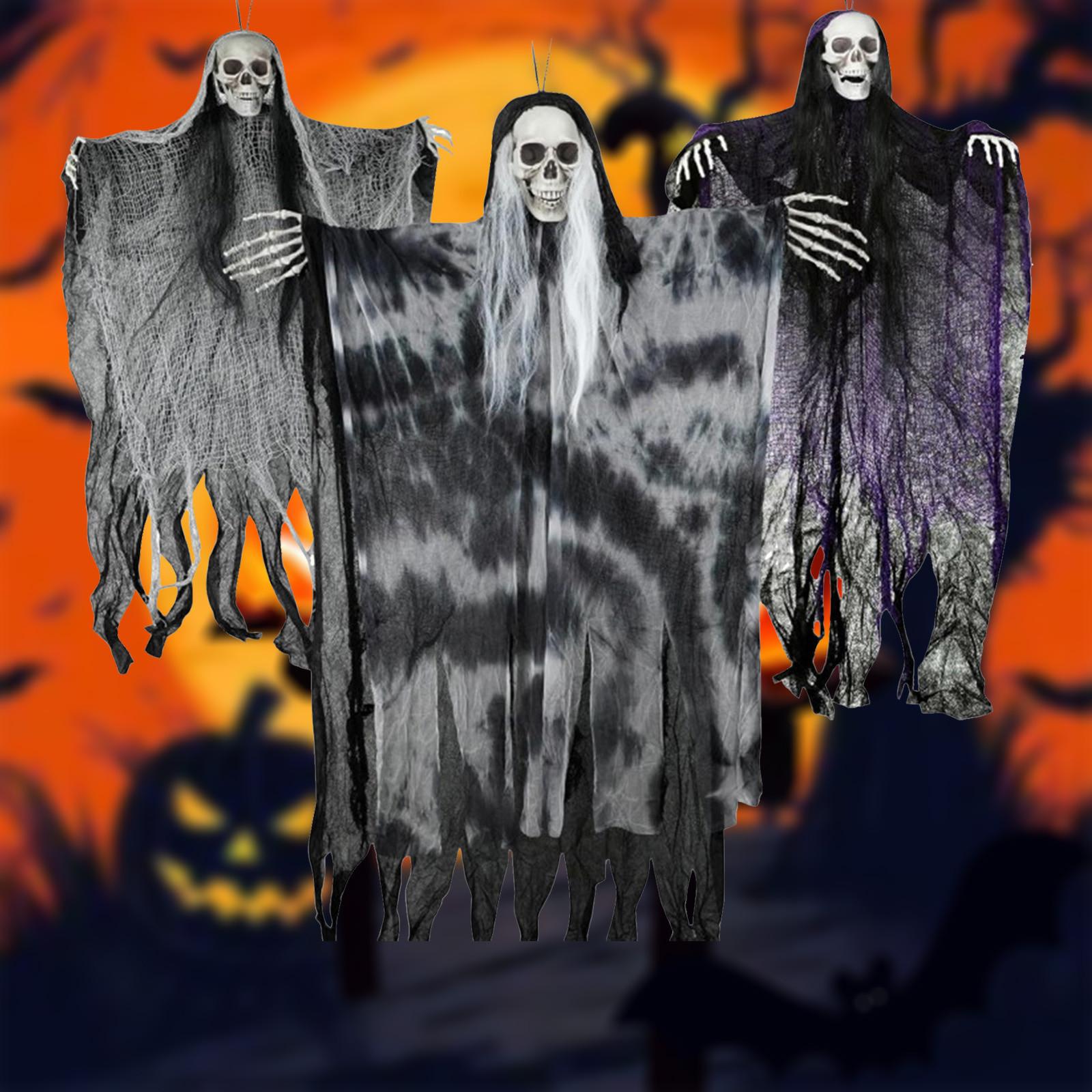 

3 Pack Hanging Halloween Skeleton Decorations, Grim Reapers For Halloween Outdoor Decorations, Halloweens Skeleton Flying, Haunted Haunted House One Size