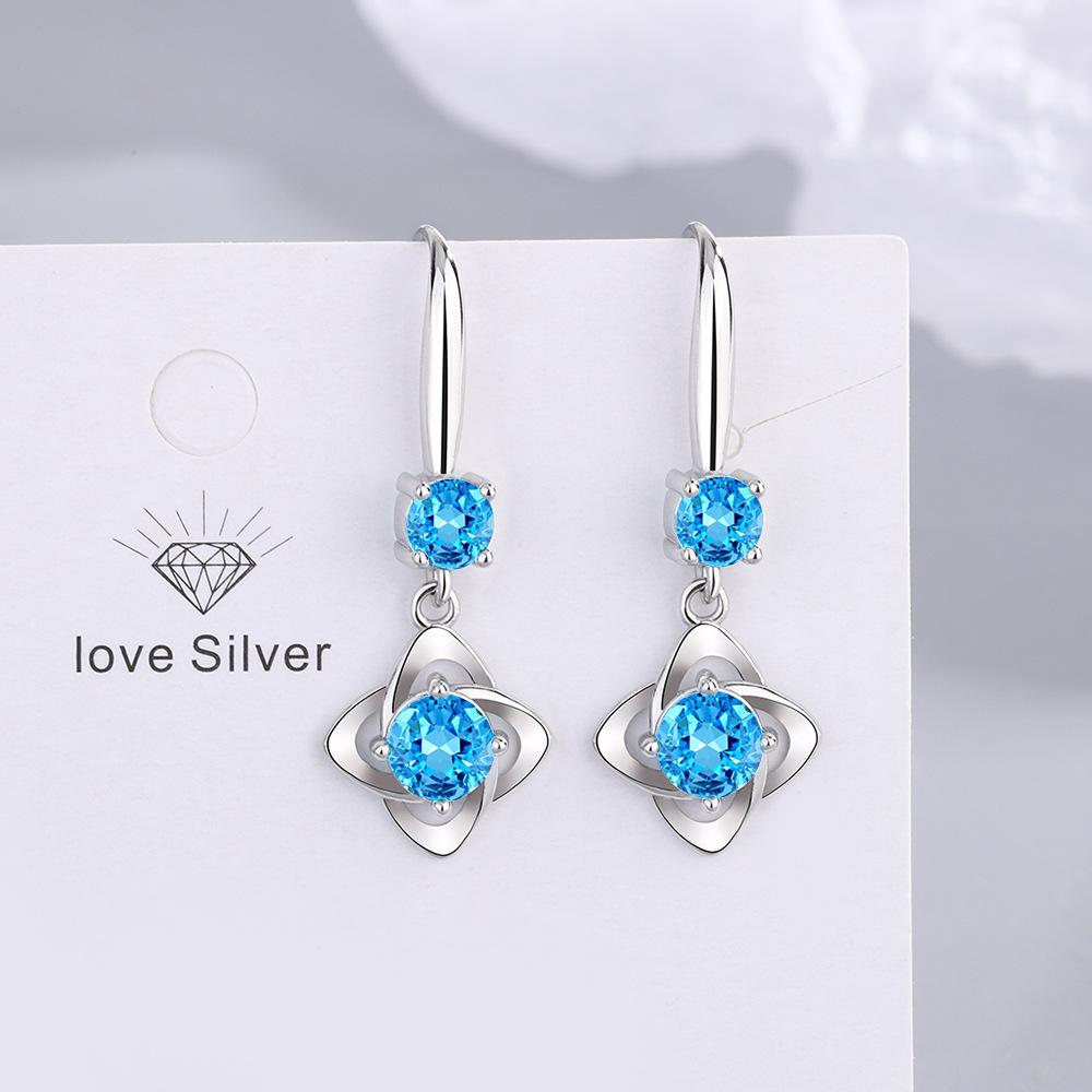 2026 Earrings Women s Literary Small Fresh and Sweet Pink Diamond Zircon Four-leaf Clover Earrings Temperament Short Earrings Ears