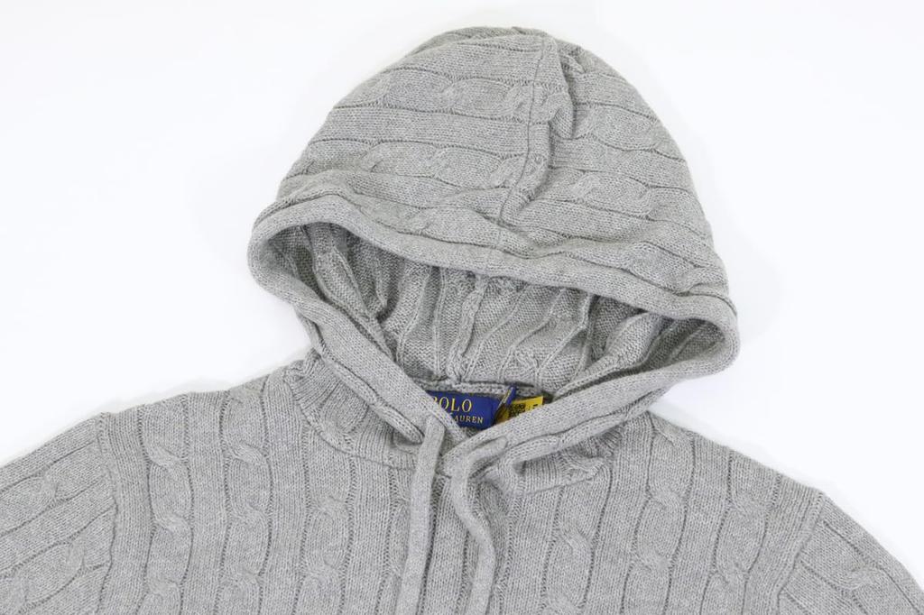 Polo Ralph Lauren Men's Cotton Cable Knit Hoodie Sweater GREY M (01020153)