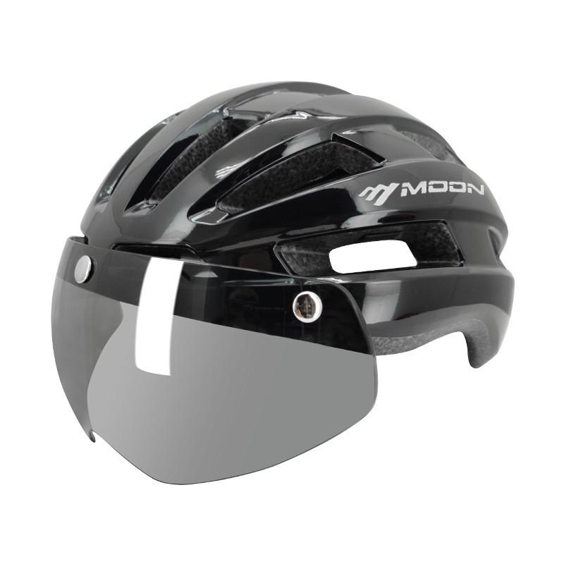 Magnetic Visor Cycling Helmet With Rear Light Road Mountain Bike Riding Safety Gear Adult Unisex PC EPS