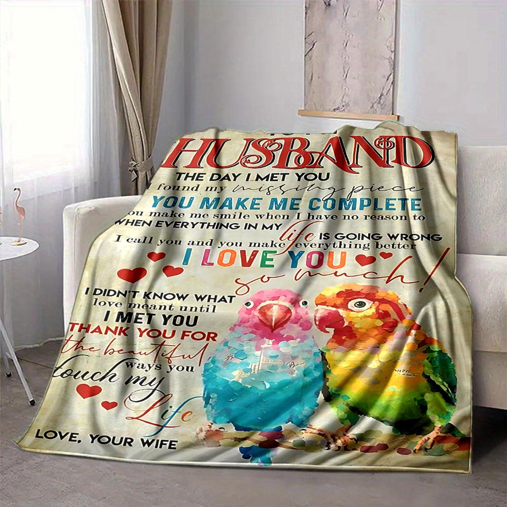 1pc To Husband Love Quote Blanket - Perfect Gift for Birthdays, Christmas & Halloween- Soft, Warm & Versatile Yy250909207