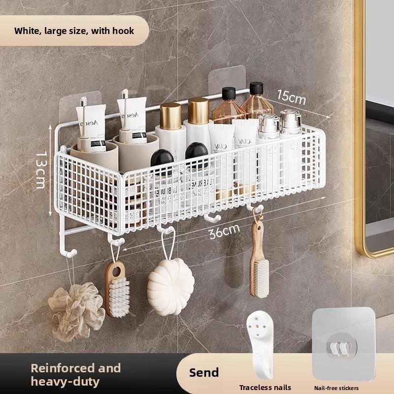 Modern Minimalist Bathroom Wall Shelf With Carbon Steel Material For Storage And Organization