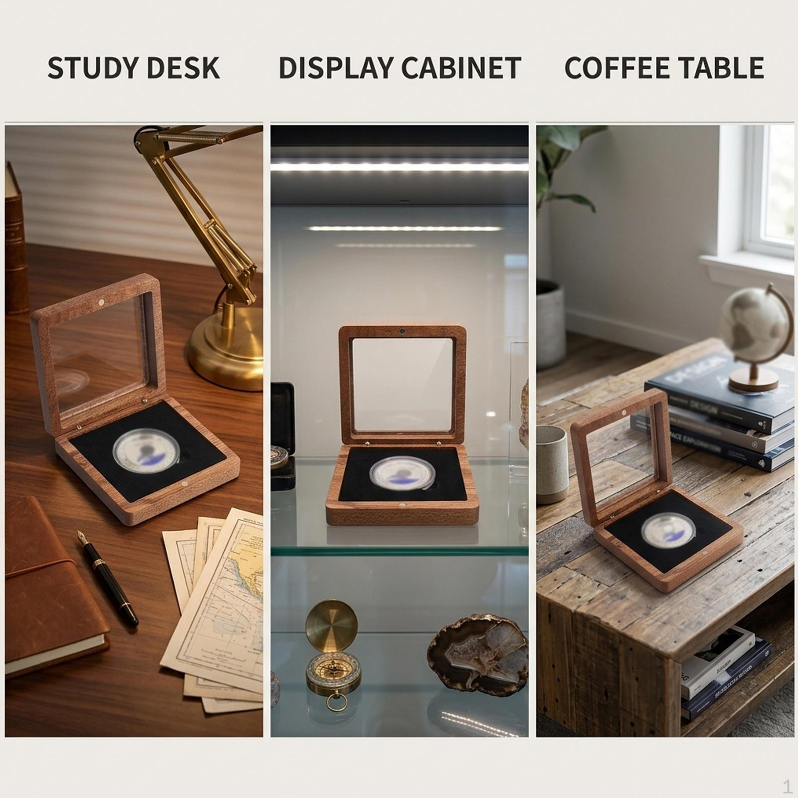 

Box Medal Case with Easy Opening Velvet And Transparent Insert Universal Holder Suitable for чёрный