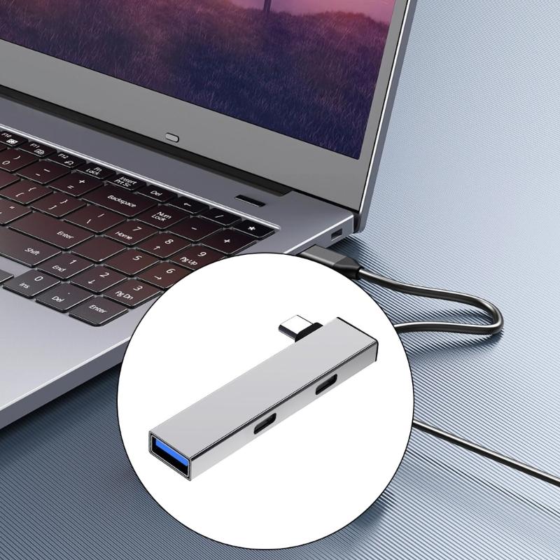 Aluminum USB C Hub Type C To 2Type C+USB Expansion Hub For Fast Data Transmission Supports Multiple Operating Systems