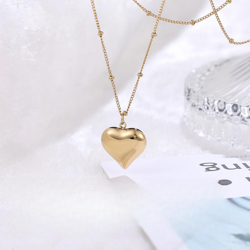 Temperament Love Necklace Ins Korean Simple Fashion Collarbone Chain Accessories Women'S High-End Sense Stacking Quality