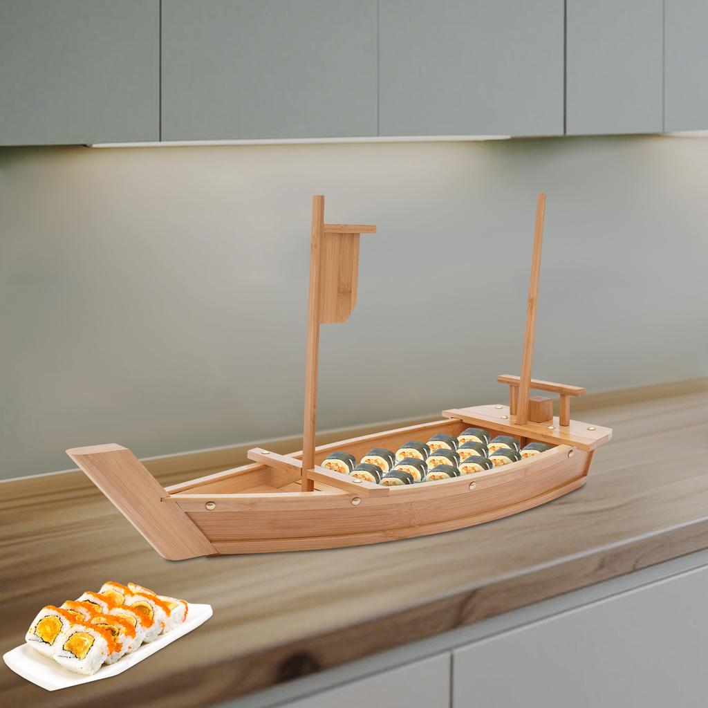 Barca-Vassoio Sushi in Legno da 28 pollici, per Ristorante o Casa, Set Grande Vassoio da Portata a Forma di Barca per Sushi