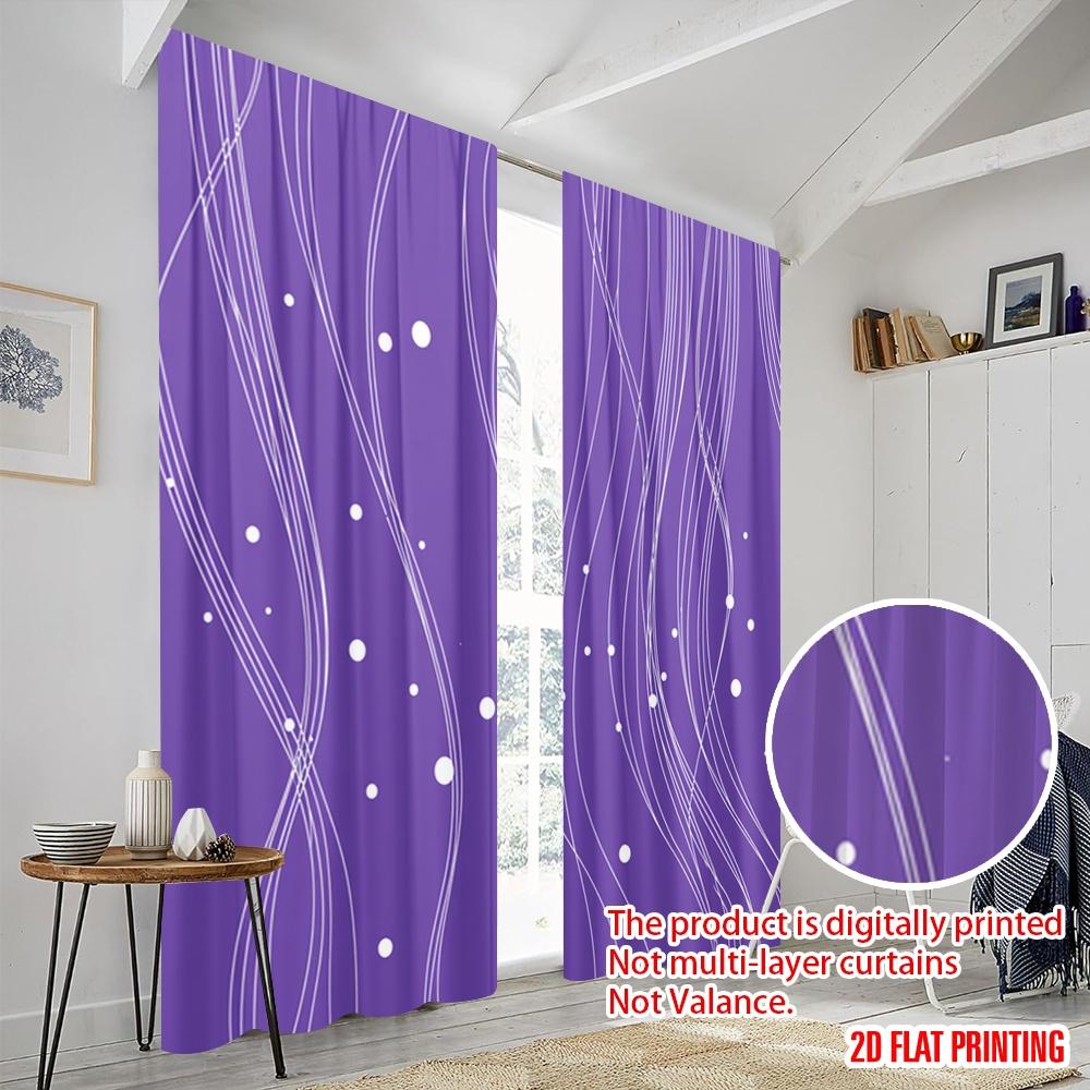 2pcs,2D Plane Printing Light Filtering Curtains Flowing Lines and Dots Versatile 100% Polyester (without Rod) Home Decor for
