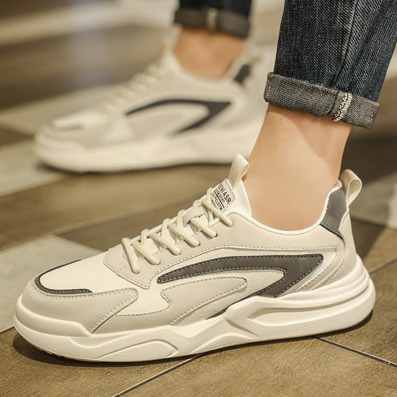 Dad Shoes, Men'S Shoes, Autumn And Winter Leather Versatile Fleece-Lined Casual Sneakers, Men'S Fashionable Trendy Shoes