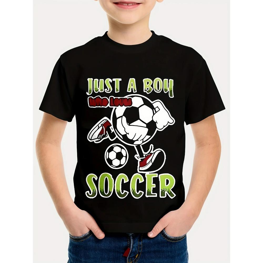 Cool Football T-shirt, Children's T-shirt, Boys' Outdoor Baby Summer Outfit, Short Sleeved 3D Football Print, Girls' T-shirt