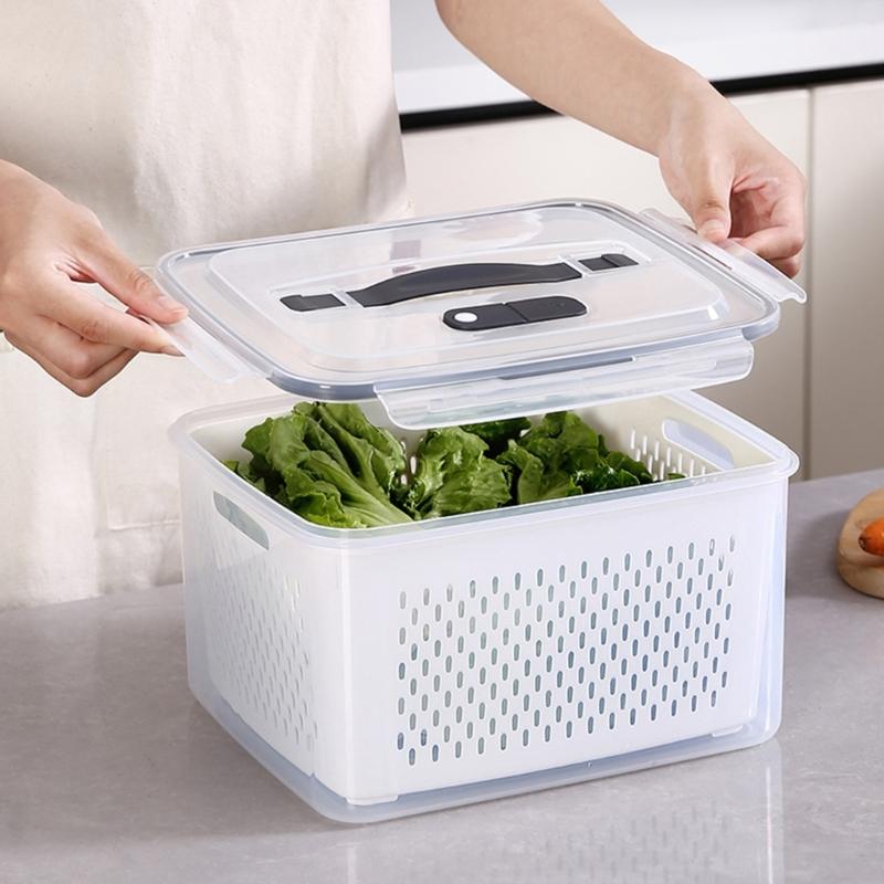 Multipurpose Food Storage Container with Removable Colander Accessory for Easy Draining and Long Time Use Preservation