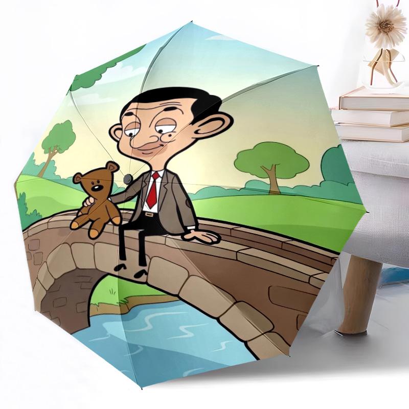 1pc Mr Bean'S Teddy Adventure Automatic Umbrella Compact 8 Rib Lightweight Foldable Design Travel Essential Outdoor Accessory Stylish Gift Women Y1