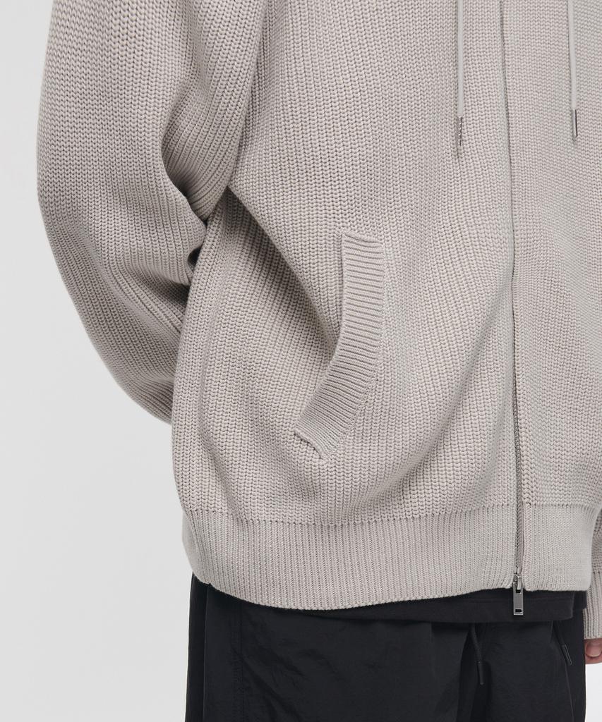 MUSINSA STANDARD Ribbed Knit Hooded Zip-Up [Dusty Cream]