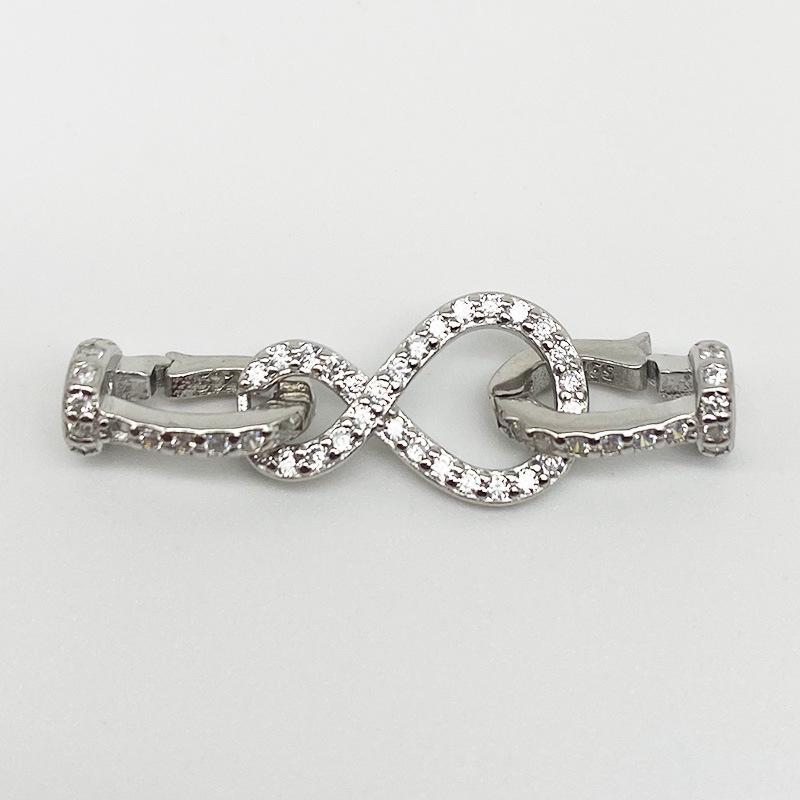 Yansheng S925 Sterling Silver 8-Shaped Diamond Inlaid Universal Clasp for DIY Pearl Necklace/Bracelet. S925 Silver