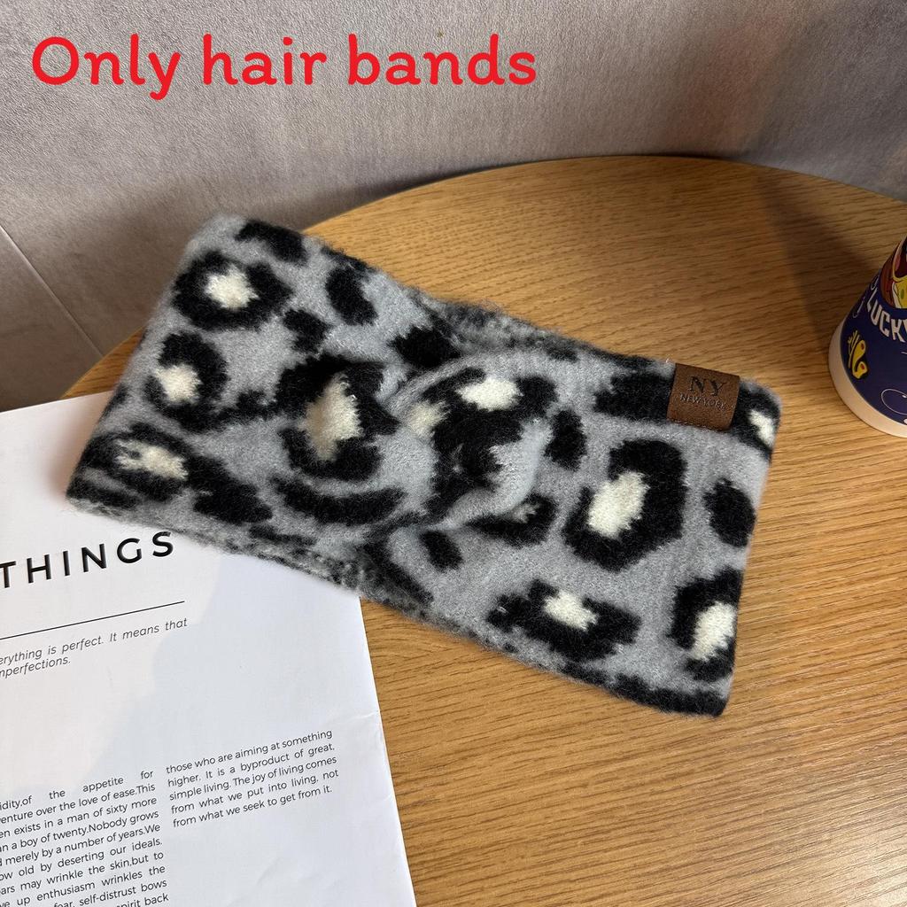

Leopard Print Knit Hair Band For Women Winter Warm Headwear Hair Accessories сірий колір
