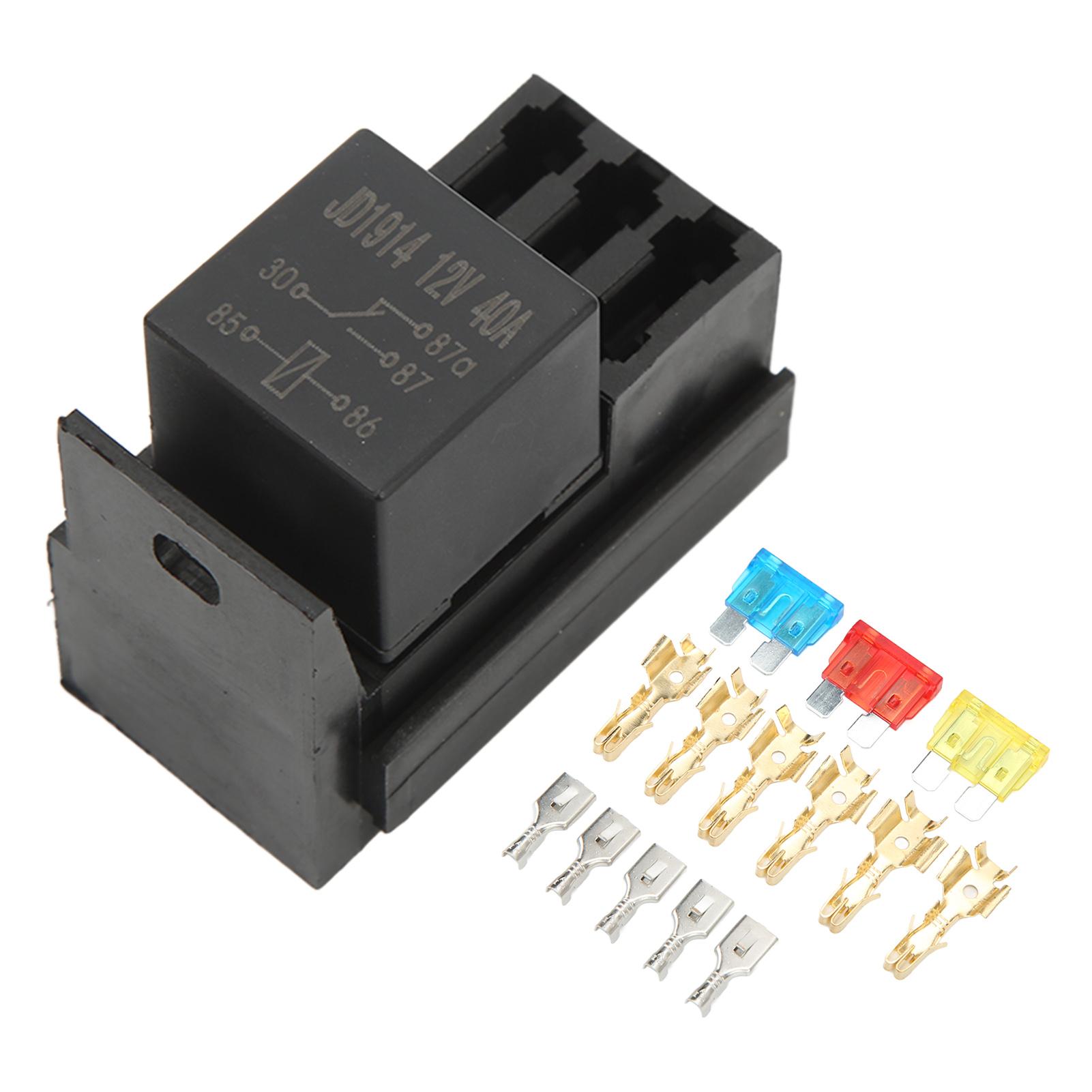 

Fuse Relay Box Block Kit Heat Resistant ABS Blade Fuse Holder Box with 11PCS Spade Terminals for Car 12V