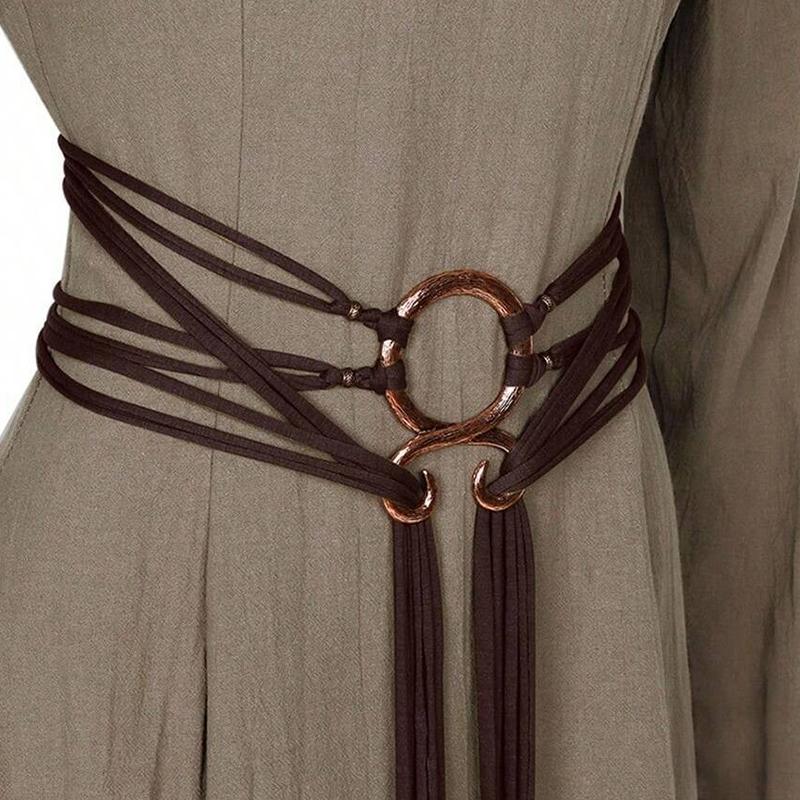 Women's Vintage Viking Knot Waist Belt with Woven Fringe Detail Norse Witch Style Accessory for Mardi Gras And St. Patrick's Day