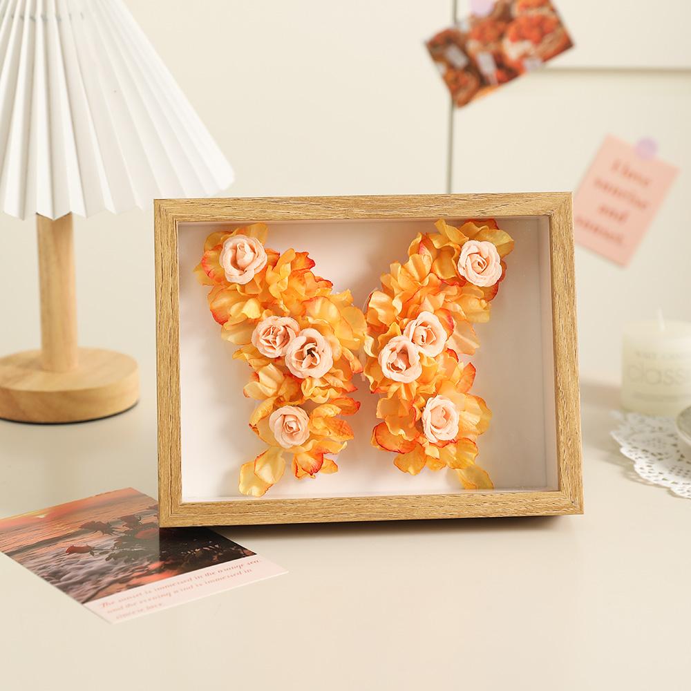 

16*21CM Wooden Photo Frame Flower Butterfly Ornament for Home Room Desktop Decor Wedding Valentine s Day DIY Gifts Decoration оранжевый