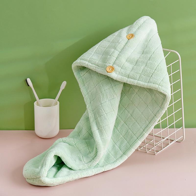 Women's Double Layer Quick-Dry Coral Fleece Hair Towel and Shower Cap - Super Absorbent and Thick with Headband