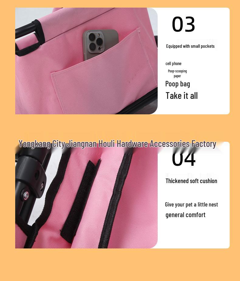 Pet Small Dog Lightweight Foldable Stroller and Pull Cart