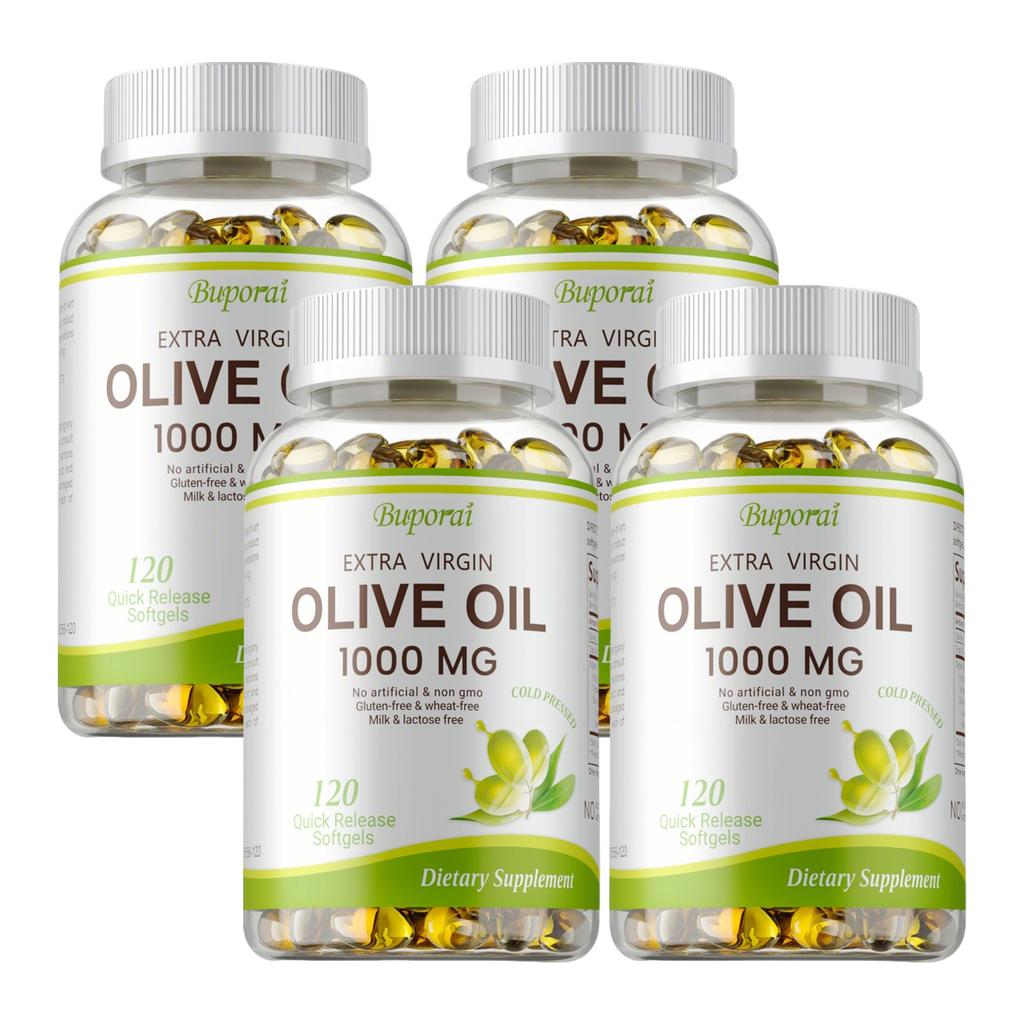Kapseln mit nativem Olivenöl extra, 1000 mg, natürliche pflanzliche Ernährung, Immununterstützung, für Erwachsene geeignet.