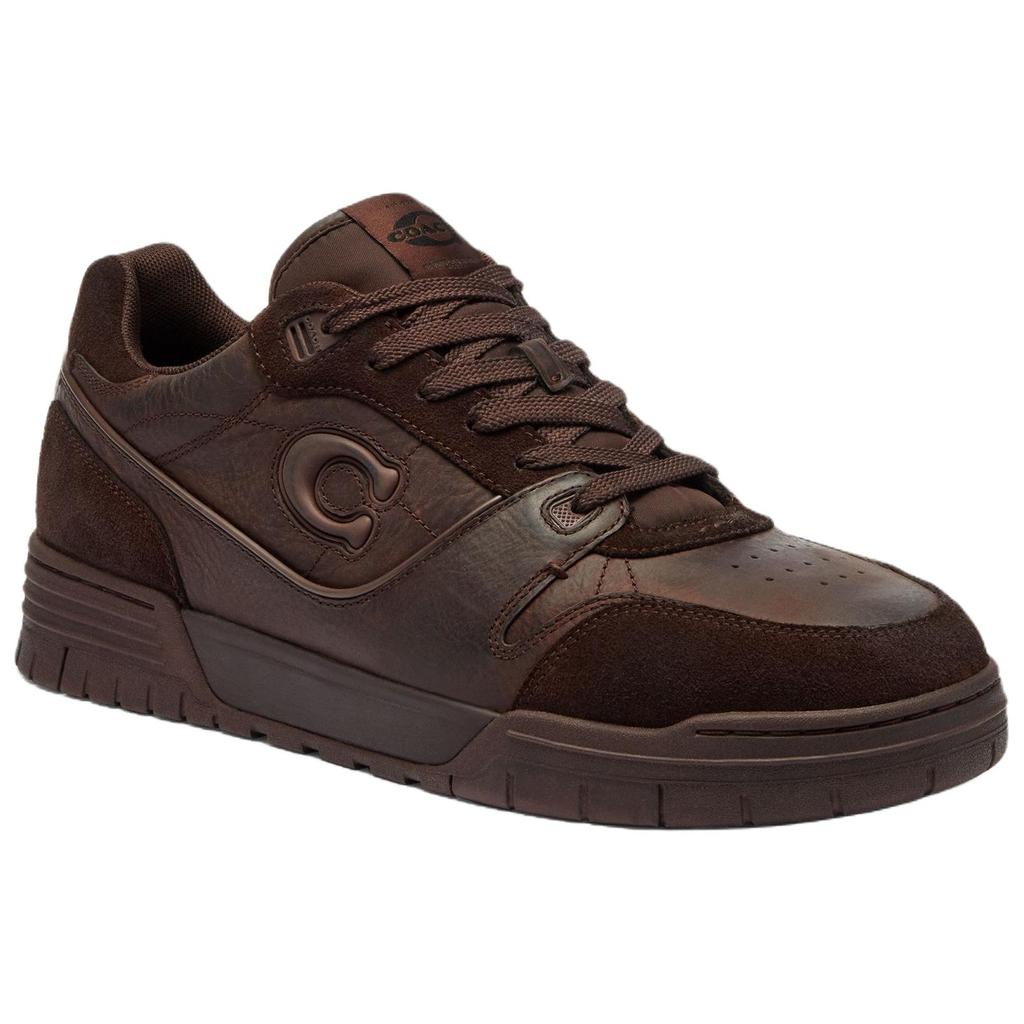Coach Soho Cow Split Leather Round Toe Lace-Up Low-Top Sneakers Men Sneakers Chocolate-Brown CCK59-MPL