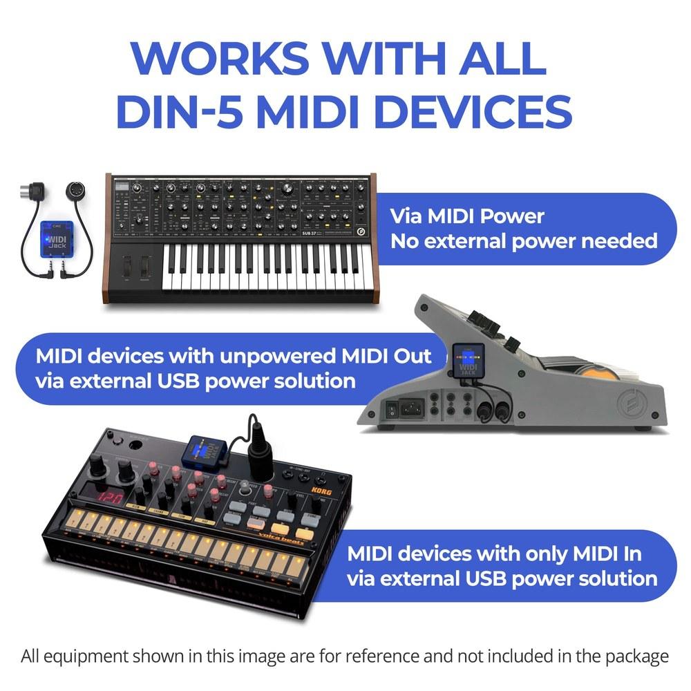 CME WIDI Jack Bluetooth MIDI Adapter DIN-5 Cable Set 5-Pin DIN MIDI Support Ultra-Low Latency 3ms