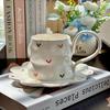 Shangqi Keramik Handbemalt Buntes Herz Kaffeetasse & Untertasse Set