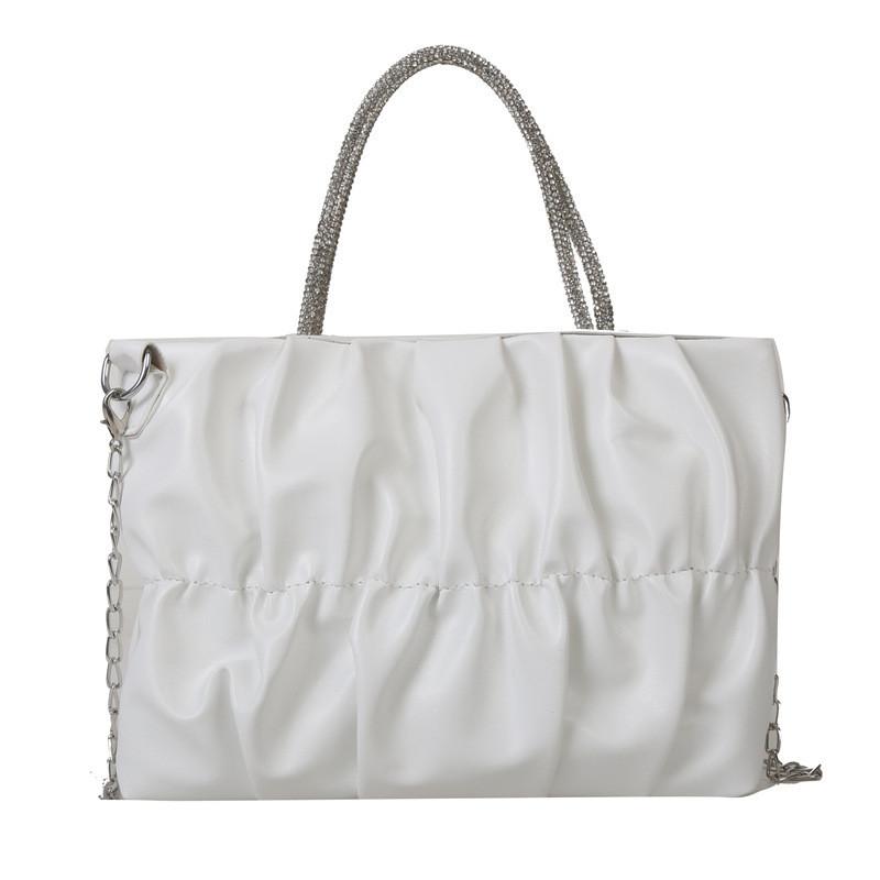 Stylish Elegant Folded Sparkling Tote Bag For Women Street Trend белый