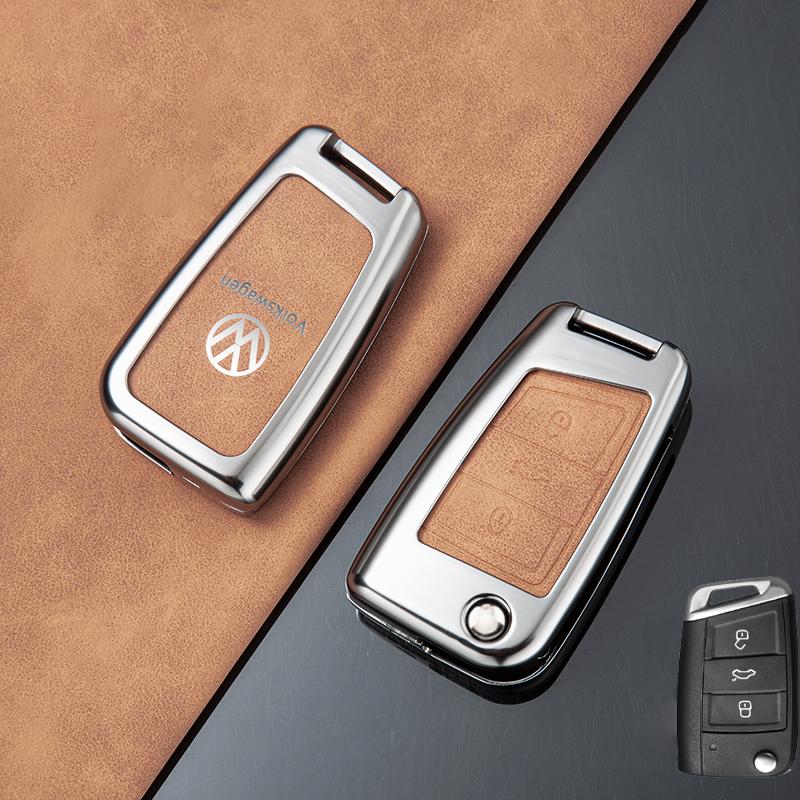 Für VOLKSWAGEN VW Zinklegierung Leder Auto Schlüsselhülle Schlüsselanhänger Hülle Tasche Für Volkswagen VW Polo Golf 7 MK7 Tiguan Touran Passat Lav