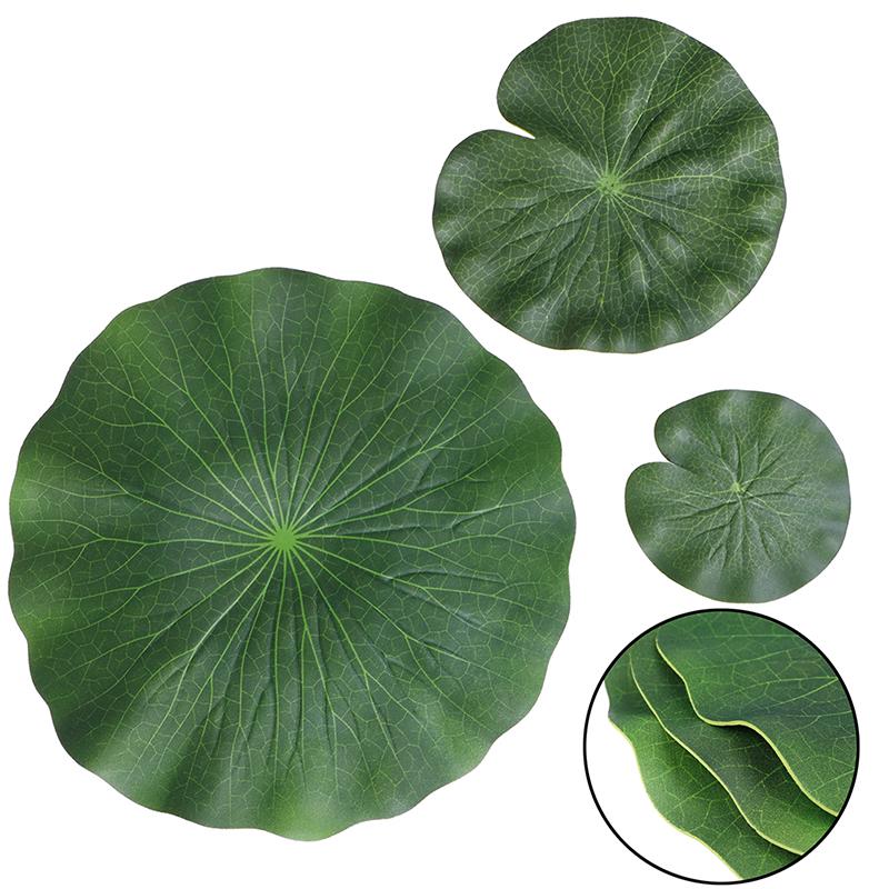Pack Of 9 Artificial Floating Foam Lotus Leaves Water Lily Pads Ornaments Green