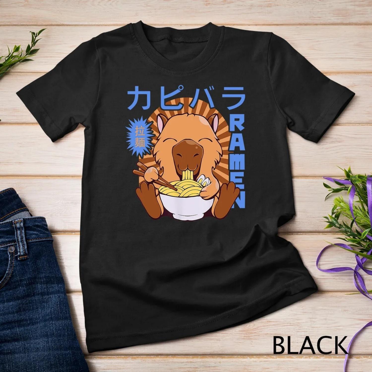 Funny Capybara Animal Ramen Kawaii T Shirt S
