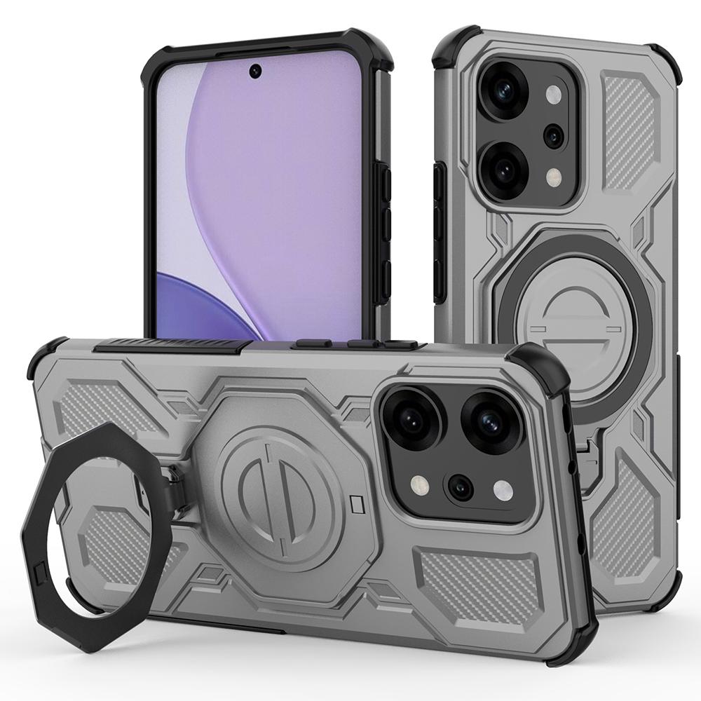 For Oppo Reno14 Pro 5G (Global) Magnetic Case Rotating Metal Kickstand PC+TPU Phone Back Cover