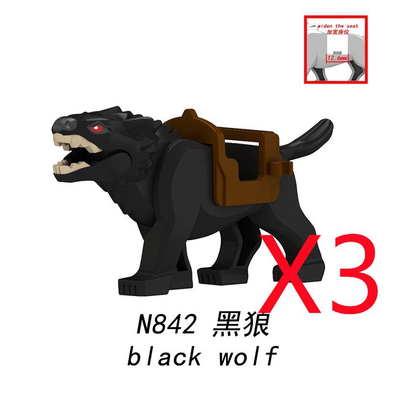 MOC Building Blocks Military Napoleon Cavalry Gothic Warhorse Animal Wolf Seat Widened Saddle Rope Accessories Brick Toy Gifts