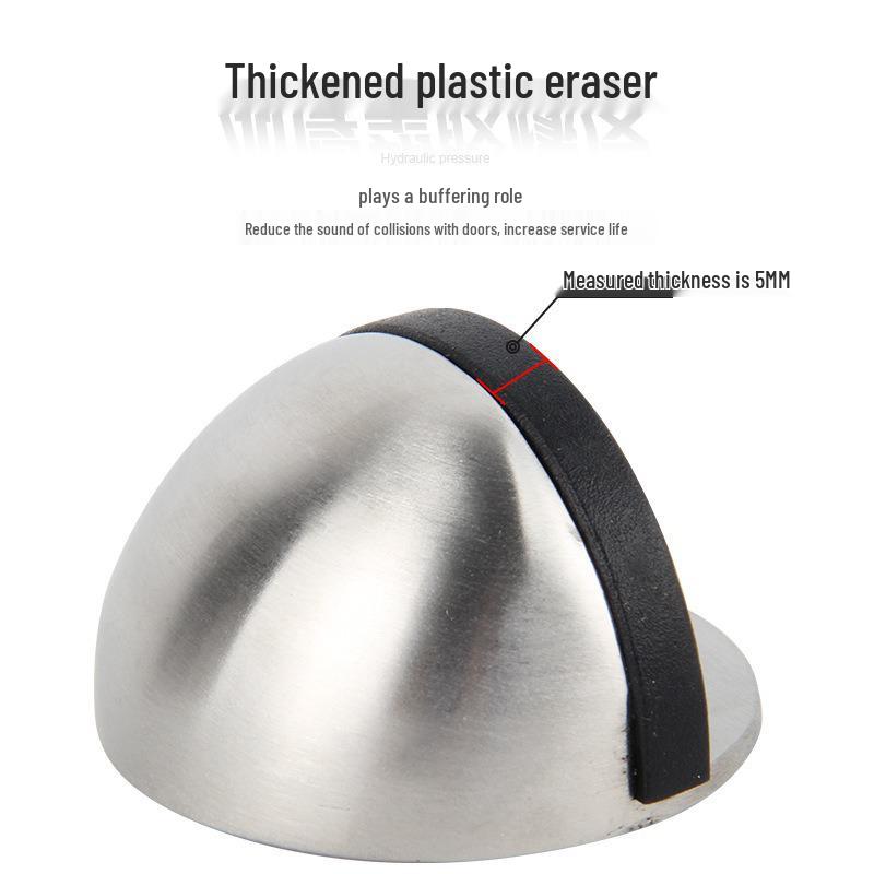 Stainless Steel Magnetic Door Stopper - Punch-Free, Anti-Collision, Rubber Top Limiter