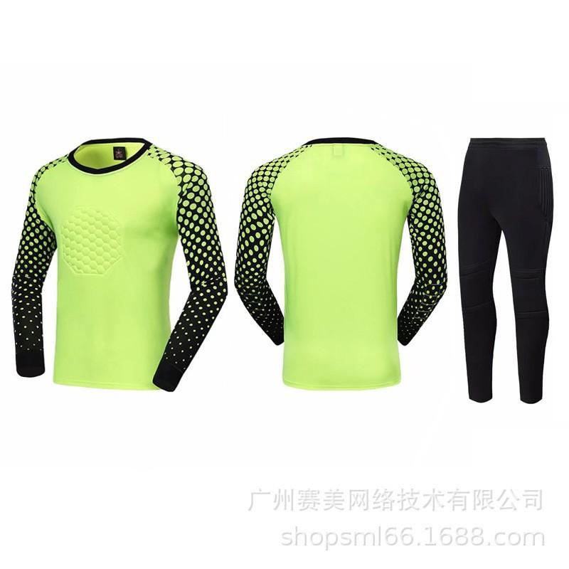Football Goalkeeper Uniform Set Adult Children Long-sleeved Sponge Pads Match Training Jersey