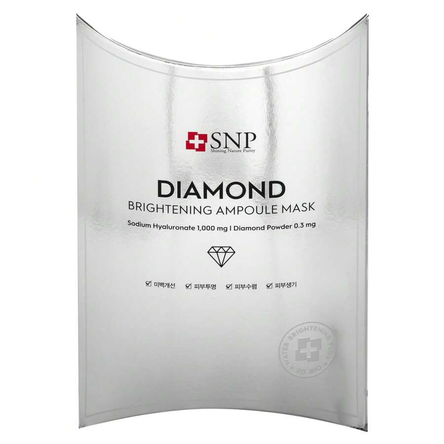SNP Diamond Brightening Ampoule Beauty Mask, 10 Sheets,25ml Each