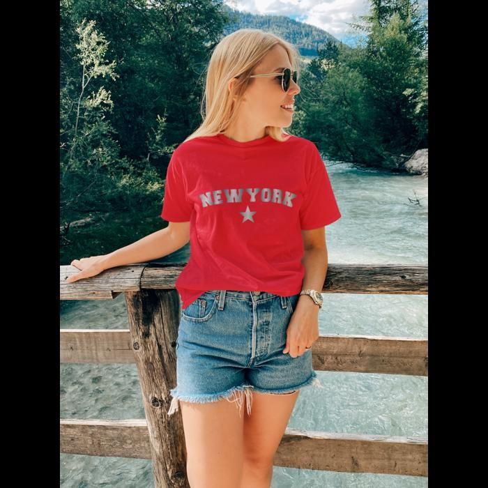 New York Red T-shirt for Girls - - Red